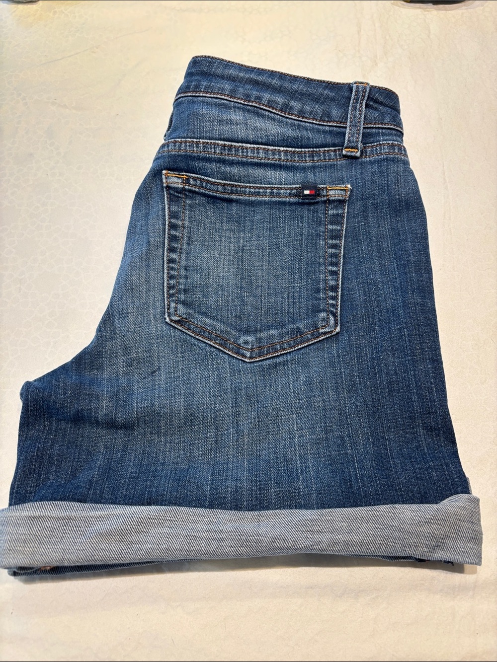 Tommy Hilfiger Women's Dark Blue Boyfriend Jeans with Cuffed Hem